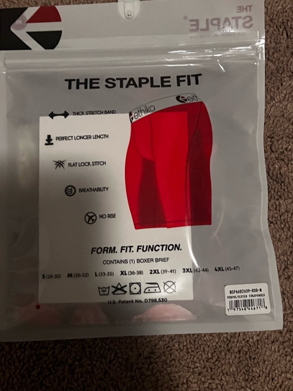 ethika Red and Black Staple Fit Boxer Brief Packaging - Picture 2 of 2